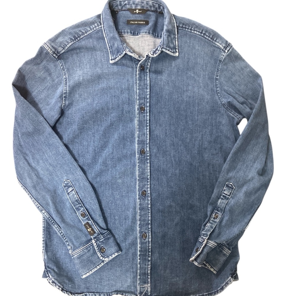 7 For All Mankind Blue Button Down Shirt